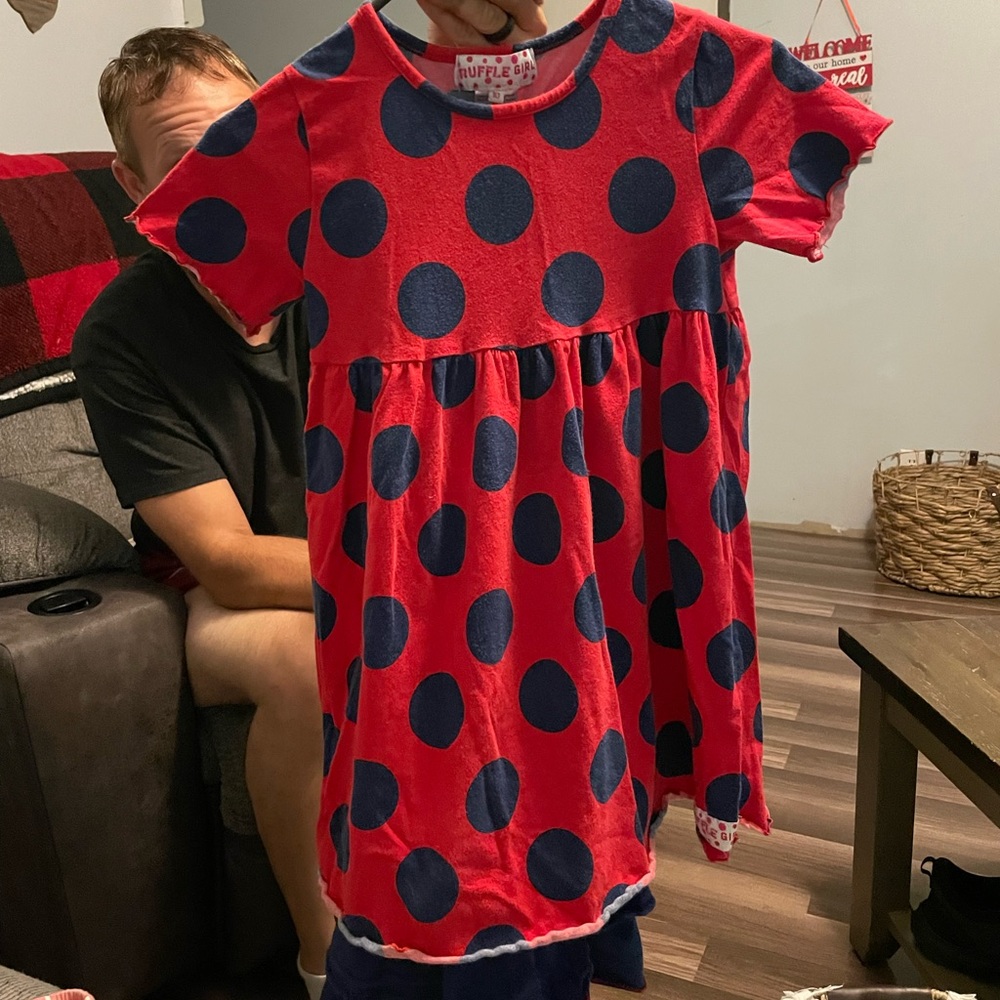 Ruffle girl Red and Dark Blue set